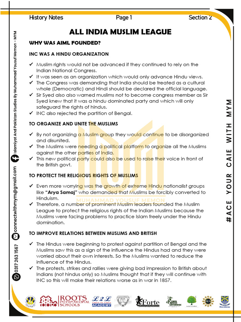 Formation and Objectives of AIML | PDF | Partition Of India | All India ...