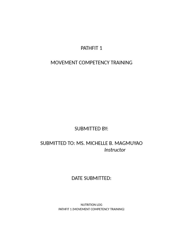 PathFit 1 Nutrition Log Template | PDF