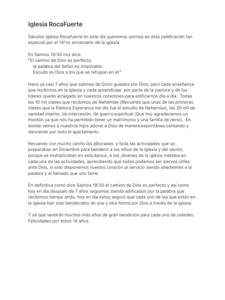 14 Años de Bendiciones en RocaFuerte | PDF