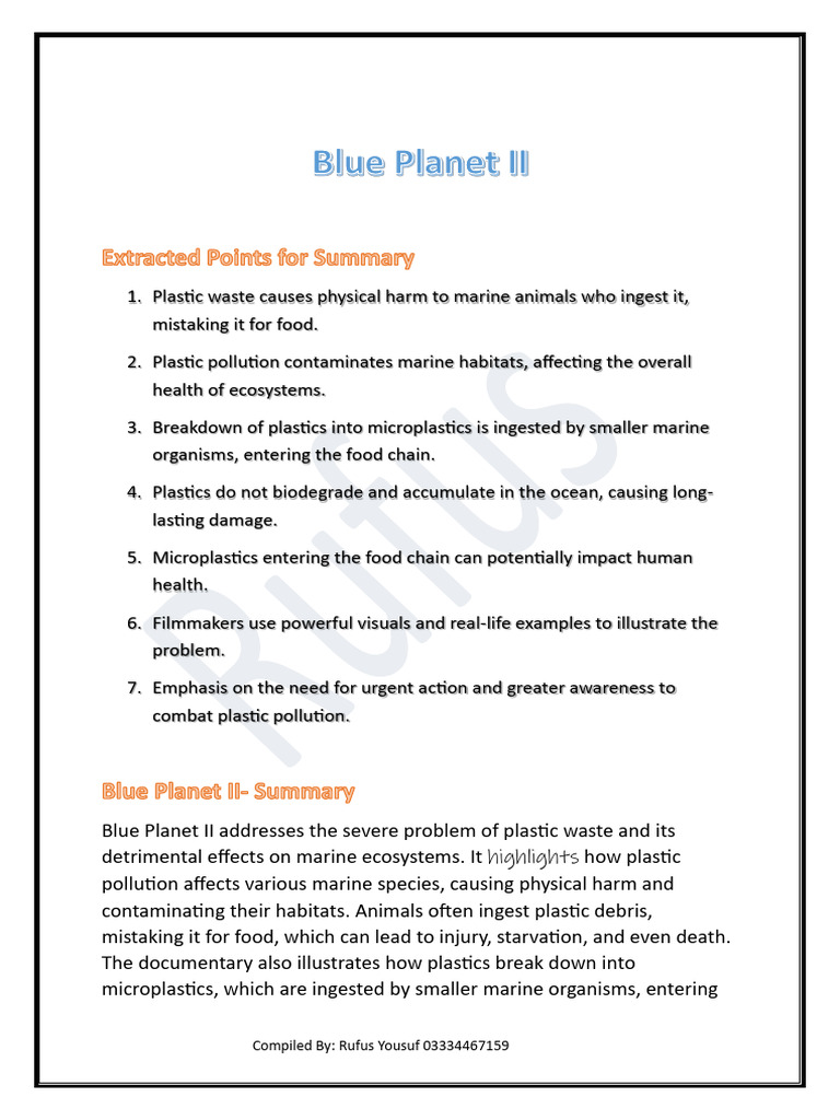 Blue Planet II: Combatting Plastic Pollution | PDF