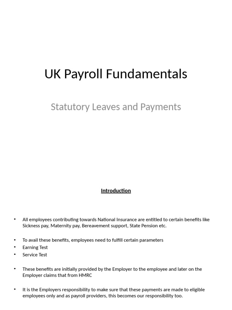 UK Payroll Fundamentals 3 - Statutory Leaves | PDF | Employment ...