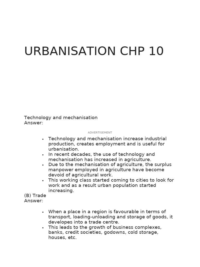 Urbanisation CHP 10 | PDF | Slum | Urbanization