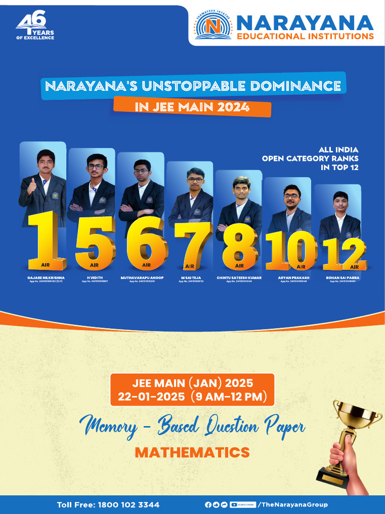 Jee Main QP Maths - 22 Jan 2025 FN | PDF