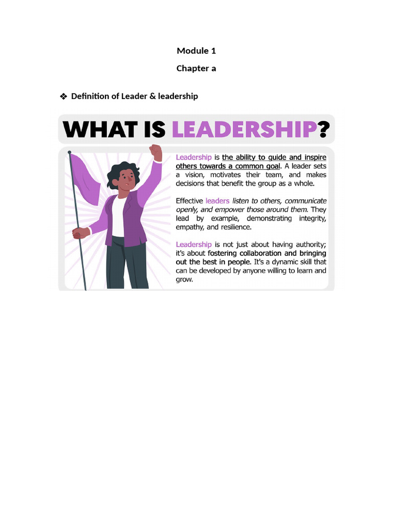 Leadership Management Module 1 Chapter A | PDF | Leadership | Emotional ...