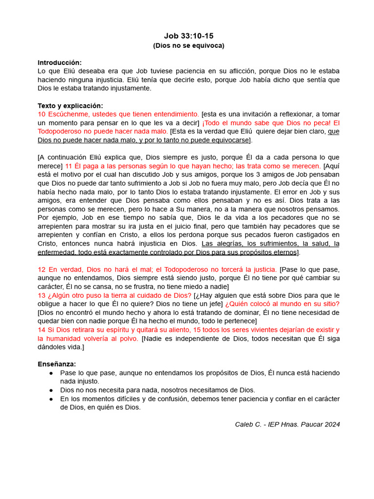 Dios es Justo: Reflexiones de Job 33 | PDF | Libro de trabajo | Pecado