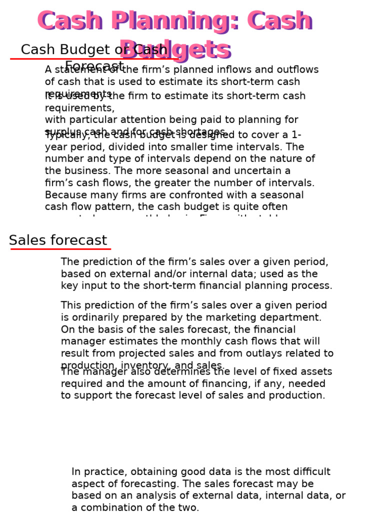 Cash Budgeting and Forecasting Guide | PDF | Forecasting | Income Statement