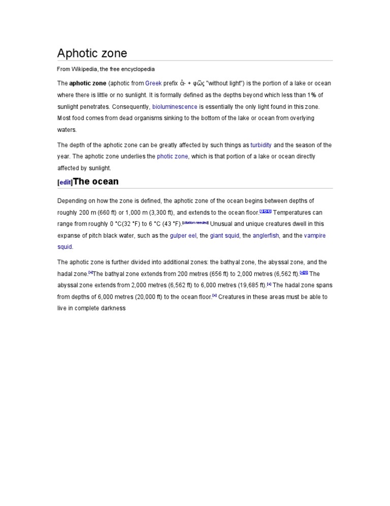 Understanding the Aphotic Zone | PDF