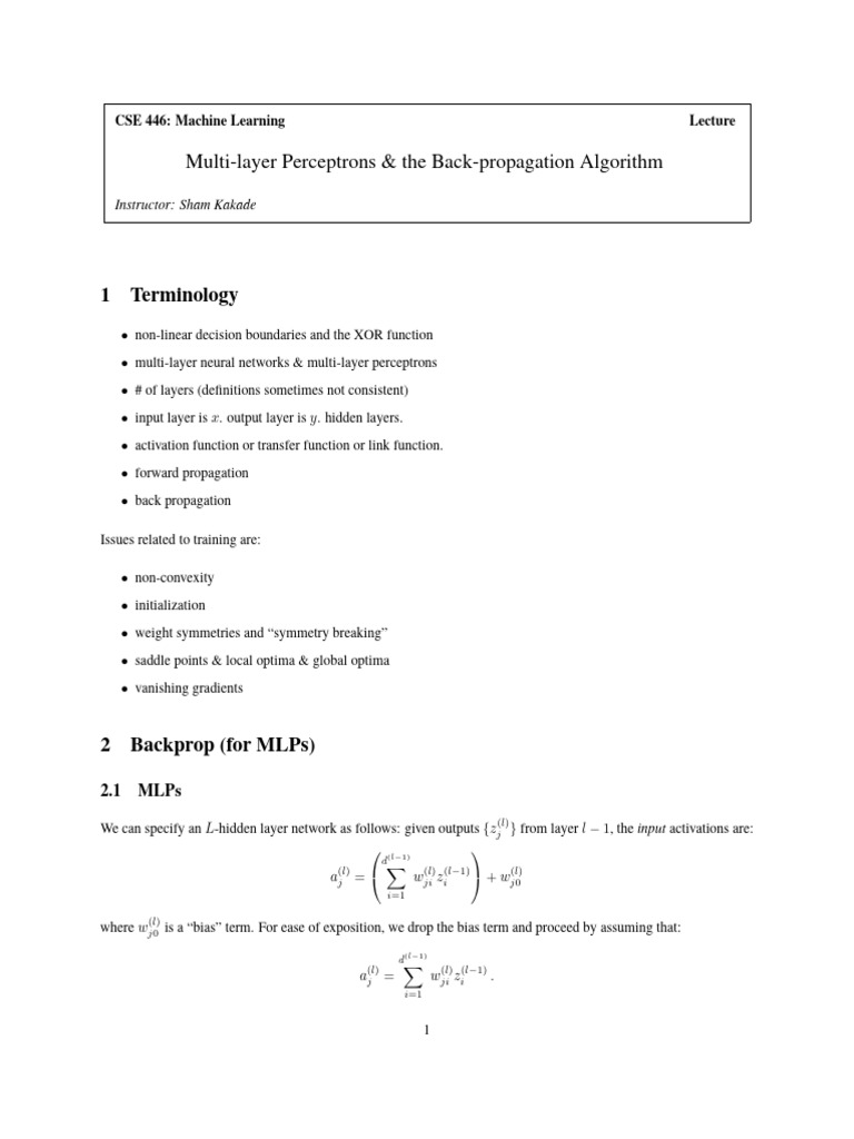 Multi-layer Perceptrons & Backpropagation | PDF | Applied Mathematics ...