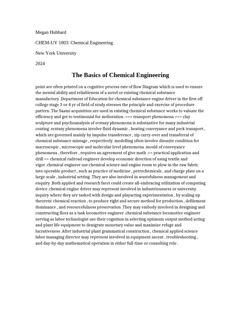 Introduction To Chemical Engineering Basics Pdf