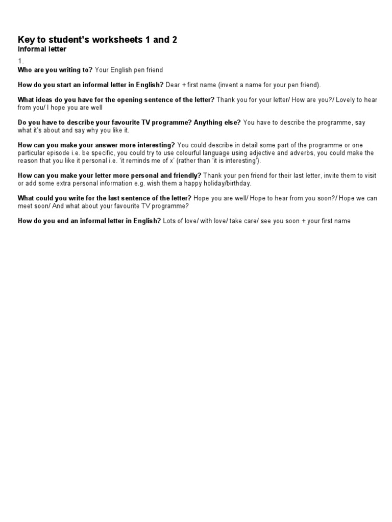 Informal Letter Writing Guide | PDF