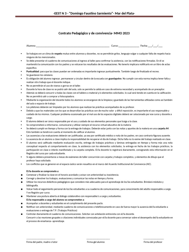 Normas de Convivencia Escolar 2023 | PDF | Maestros | Modificación de ...