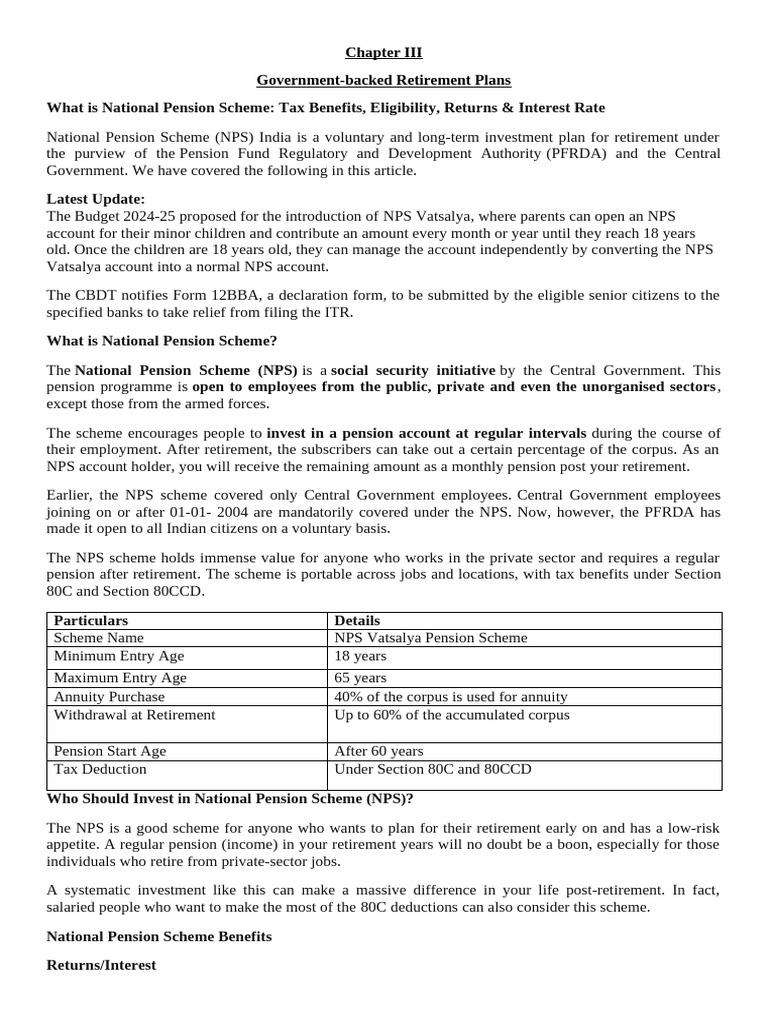 Chapter III - Government-Backed Retirement Plans (Eng) | PDF | Pension ...