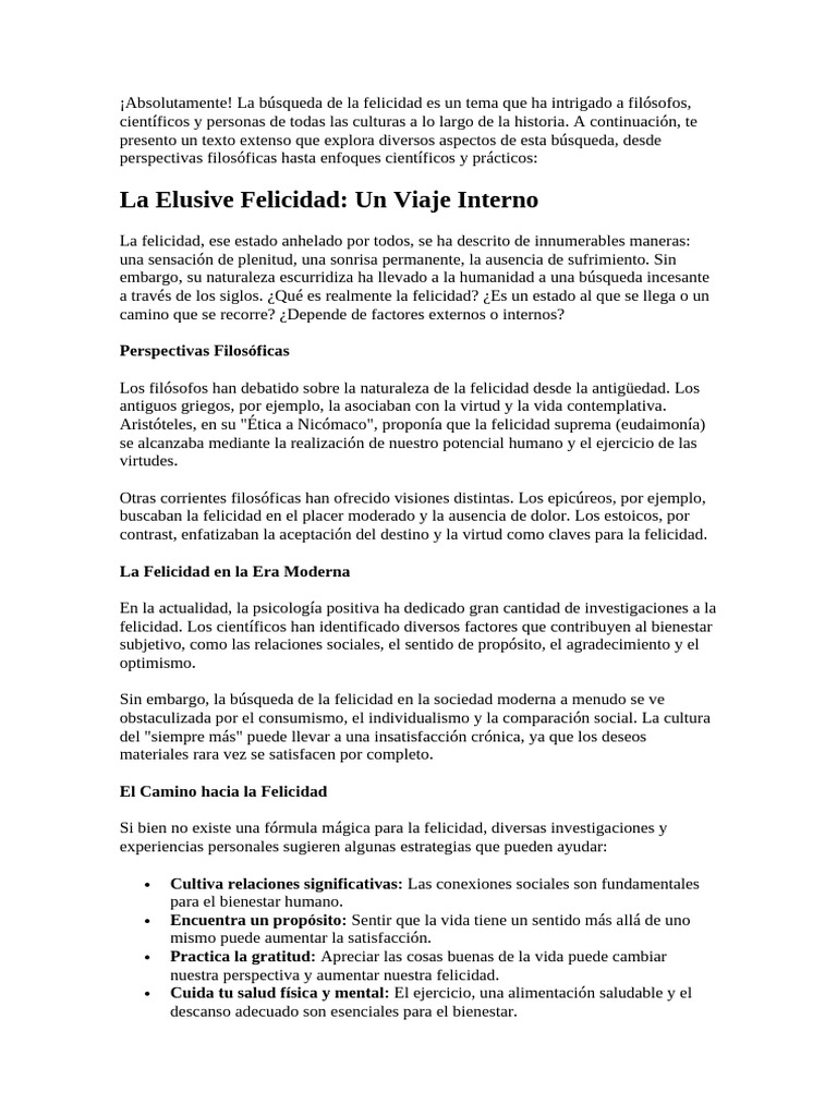 La Felicidad | PDF | Felicidad | Bienestar