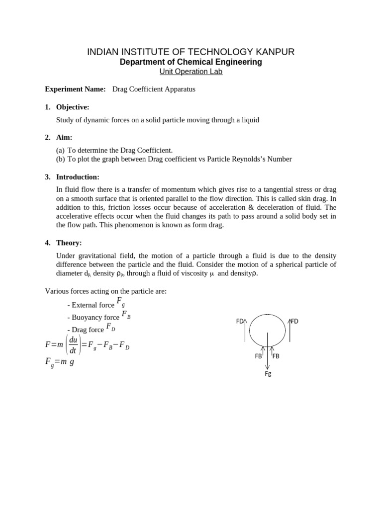 Drag Coefficient | PDF | Drag (Physics) | Force