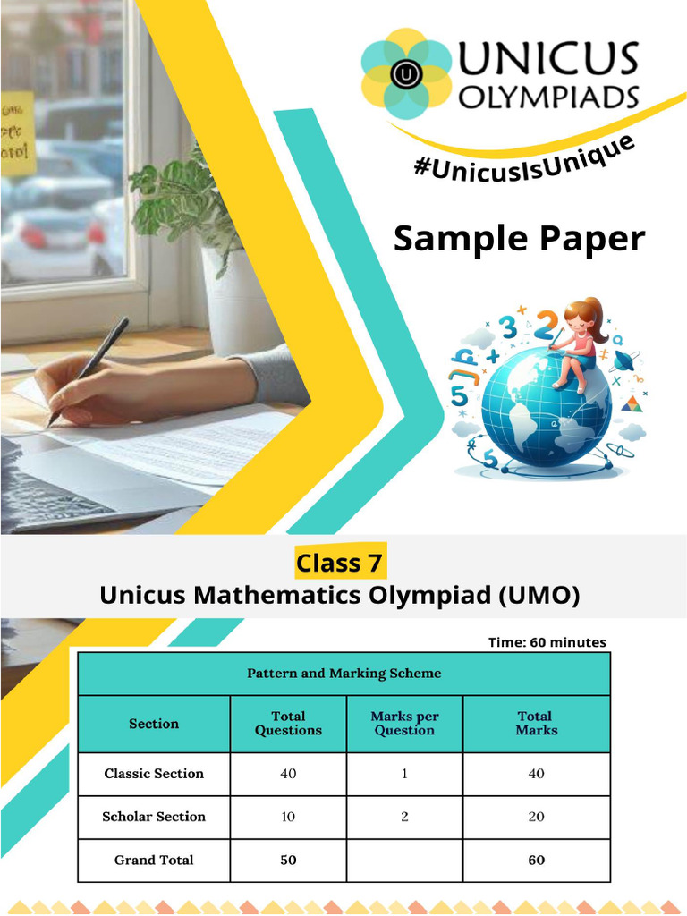 UMO Sample Paper For Class 7 | PDF | Rectangle | Geometric Shapes