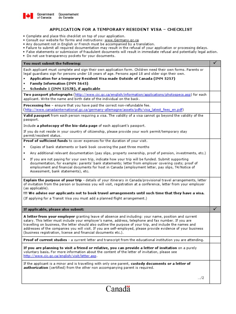 travel documents required for canada