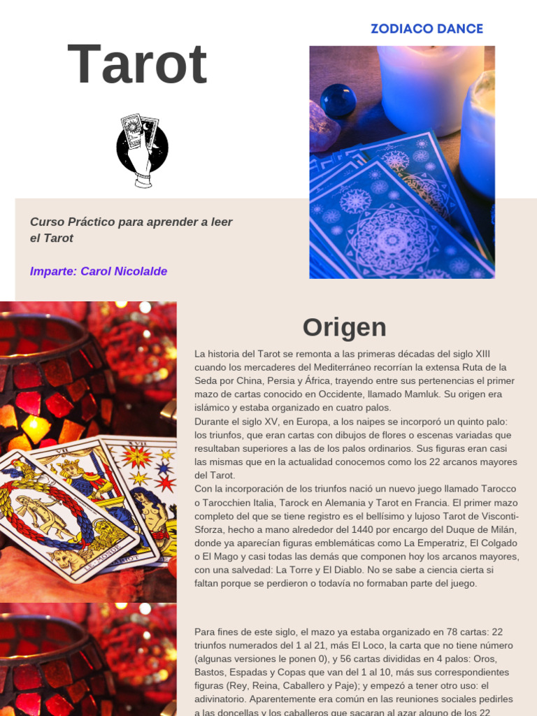 Curso de Lectura de Tarot: Historia y Arcanos | PDF | Tarot | Jugando a ...