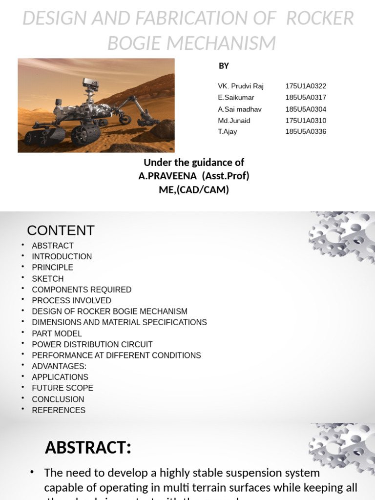 Rocker Bogie Mechanism Design Guide | PDF | Rover (Space Exploration ...