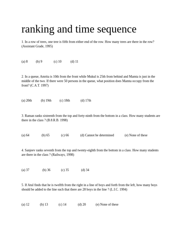 Ranking and Time Sequence and Data Suffency | PDF