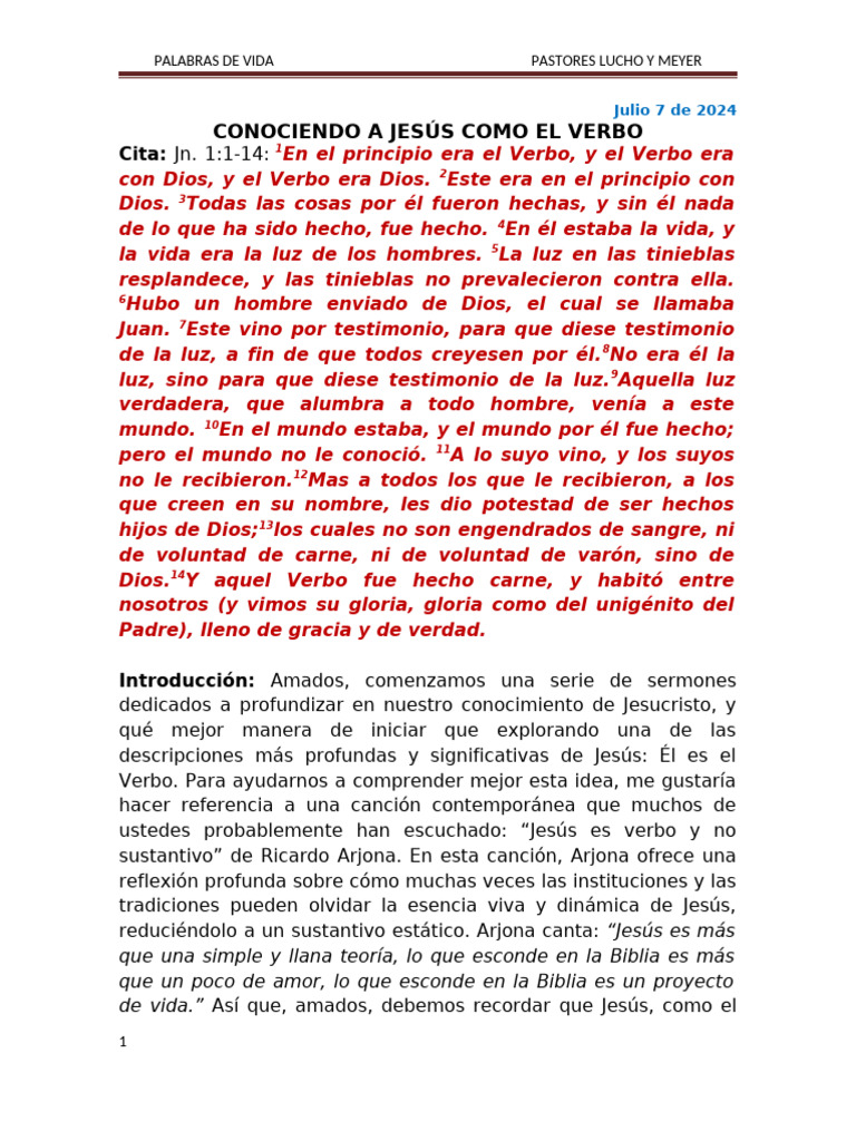 Conociendo A Jesús Como El Verbo | PDF | Jesús | Juan el apóstol