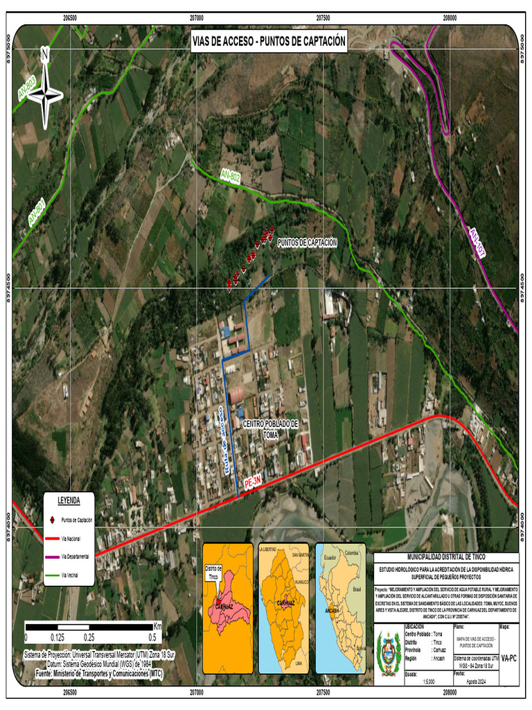 Mapa de Vías de Acceso y Captación en Tinco | PDF | Datos geográficos e ...