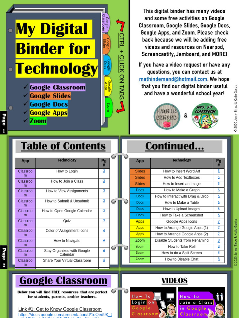 Google Classroom and Apps Guide | PDF | Classroom | Web Portals - Digital Binder For Notes
