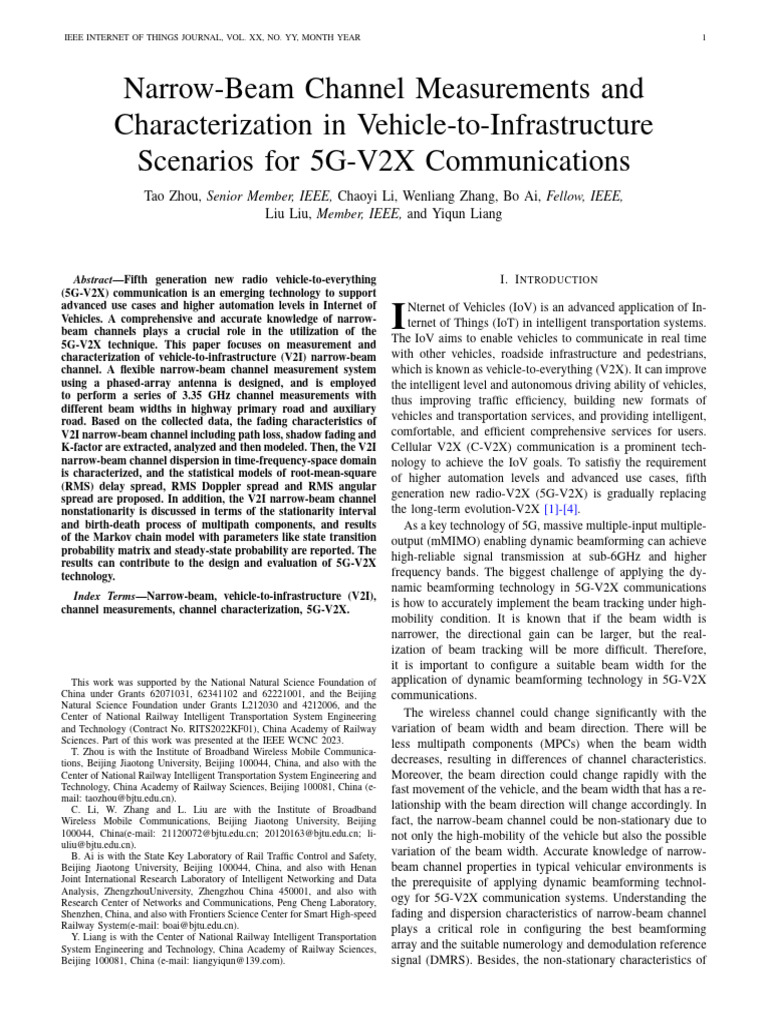 Narrow-Beam Channel Measurements and Characterization in Vehicle-to ...