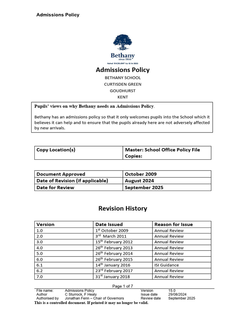 Admissions Policy Pdf Learning Disability Dyslexia