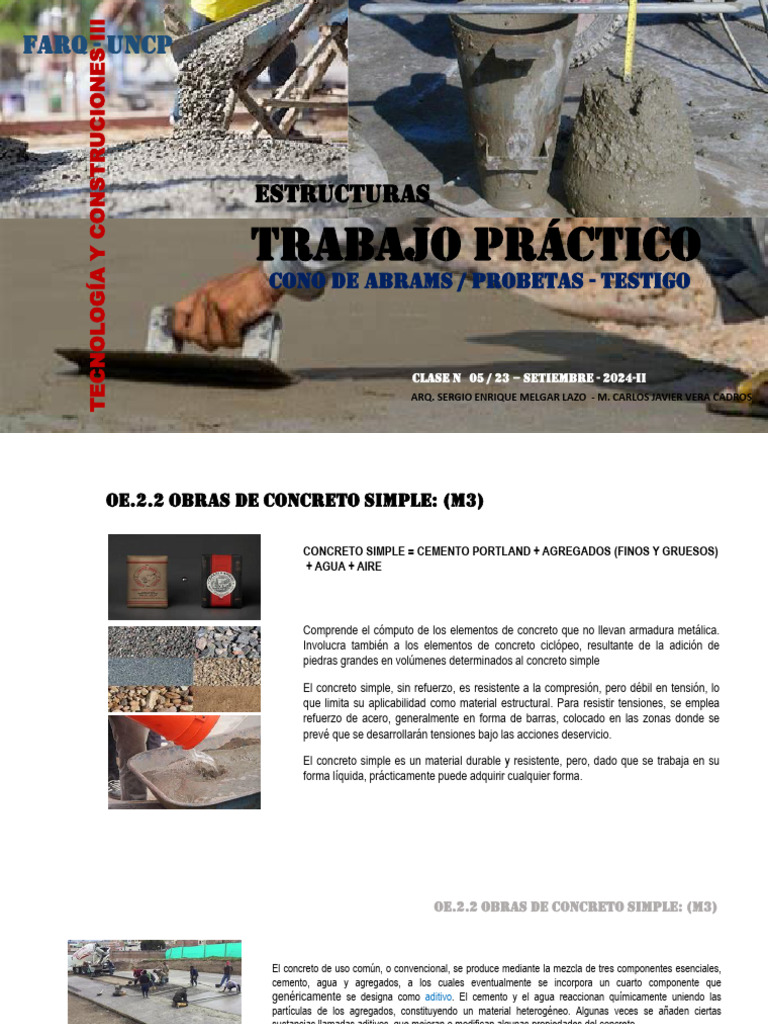 Tec - Const, Iii - Trabajo Práctico 01 - 23.9.2024 II | PDF | Hormigón ...