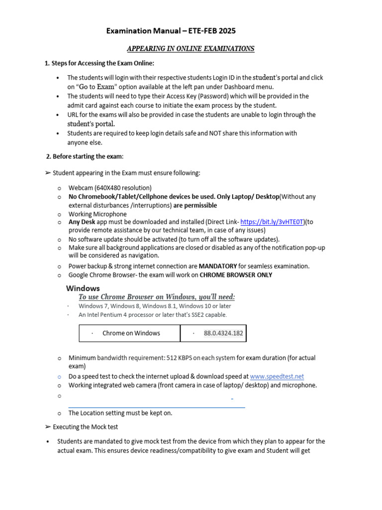 Online Examination Guidelines 2025 | PDF | Microsoft Windows | Multiple ...