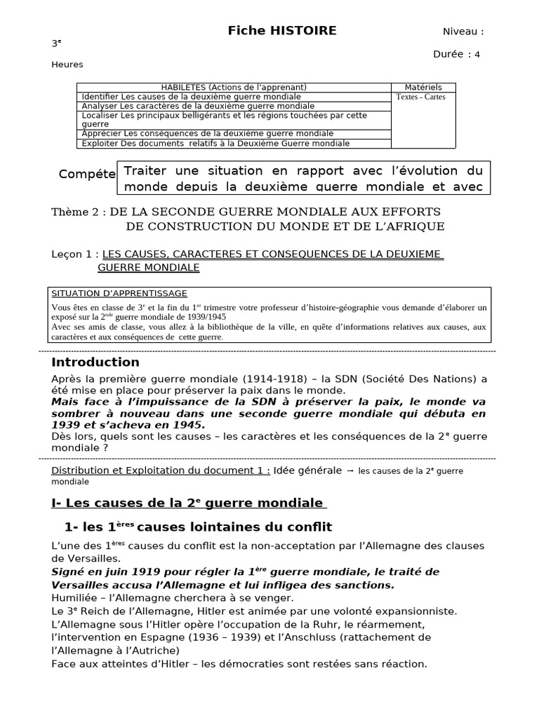Cours 3e Hist - Thème 2 | PDF | Nations unies | Relations internationales