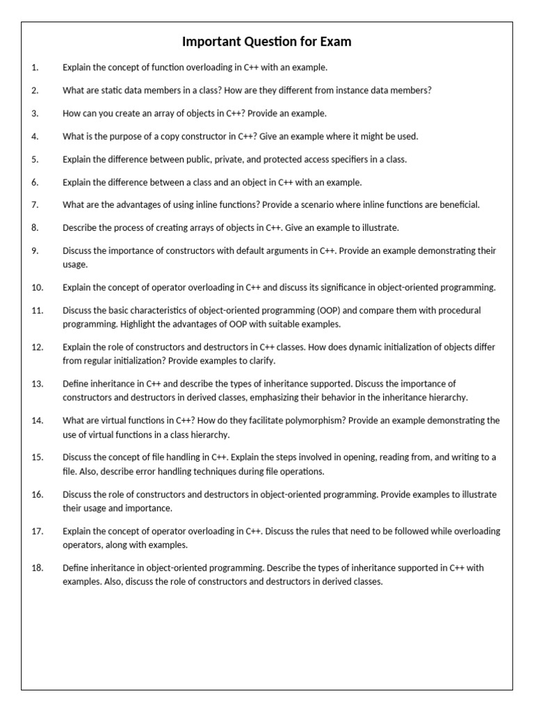 C Important Question For Exam Pdf C Class Computer Programming
