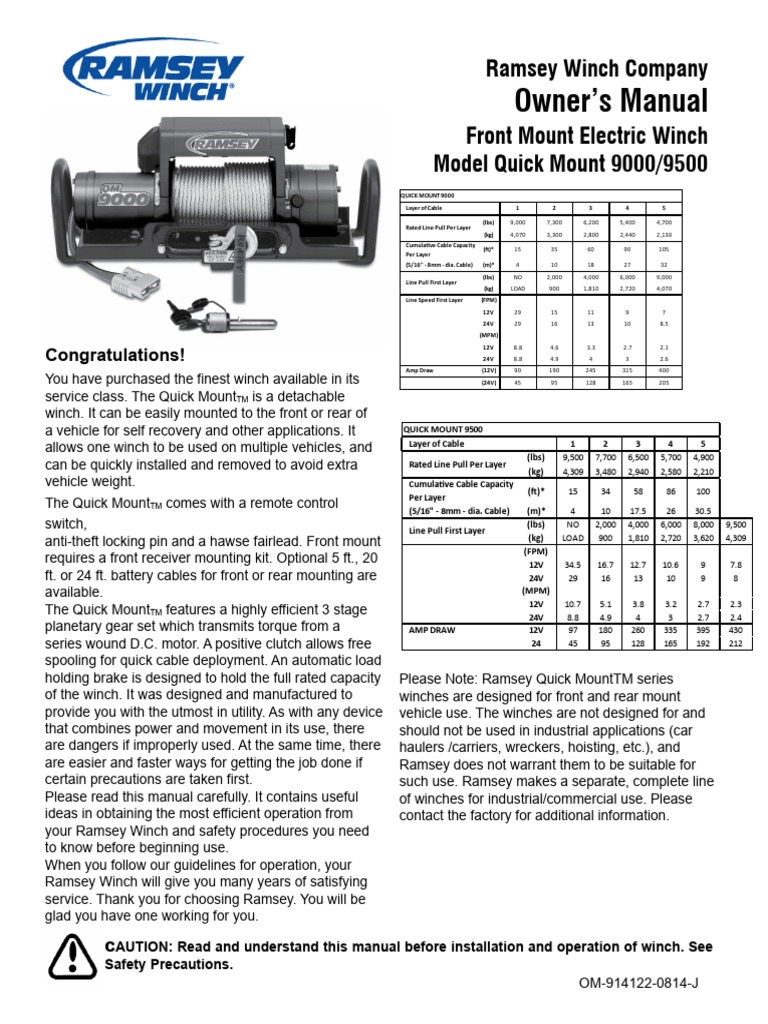 Quick Mount Electric Winch Manual | PDF | Electric Motor | Anchor