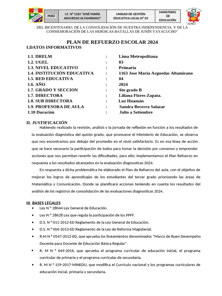 Plan de Rf. 2024 | PDF | Educación de la primera infancia | Educación ...