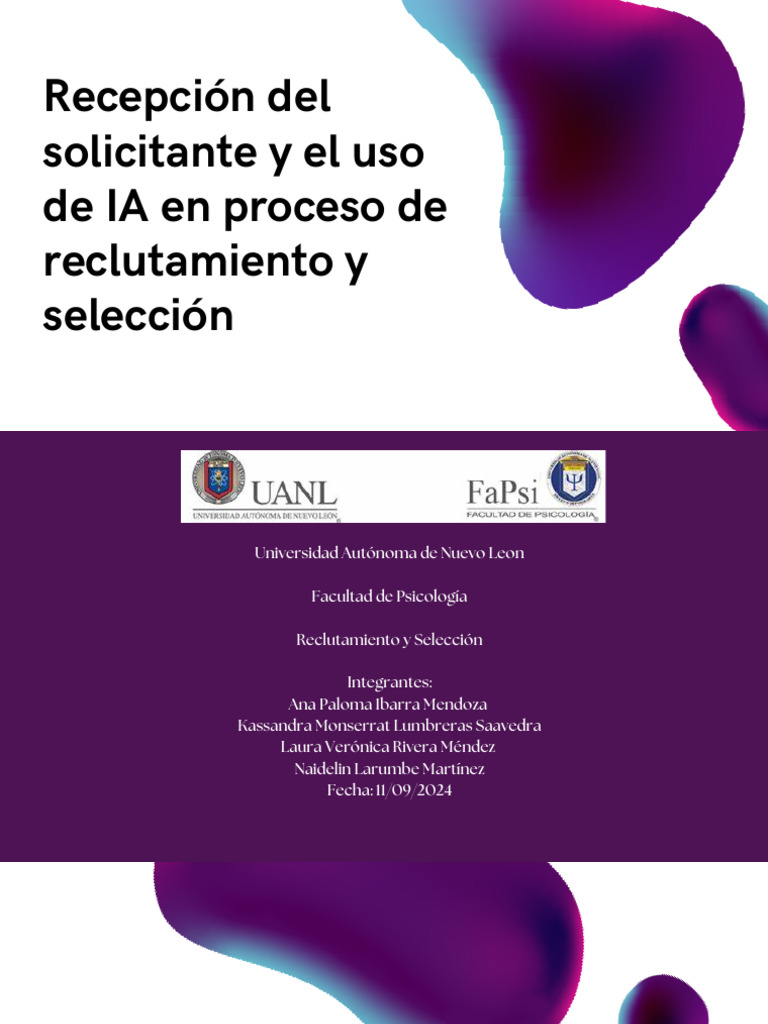 Recepcion Del Solicitante y El Uso de Ia en Proceso de Relutamiento y ...