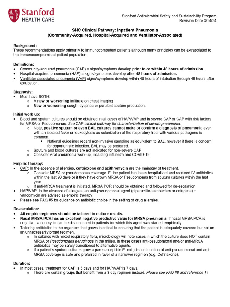 Inpatient Pneumonia Treatment Guidelines | PDF | Pneumonia ...