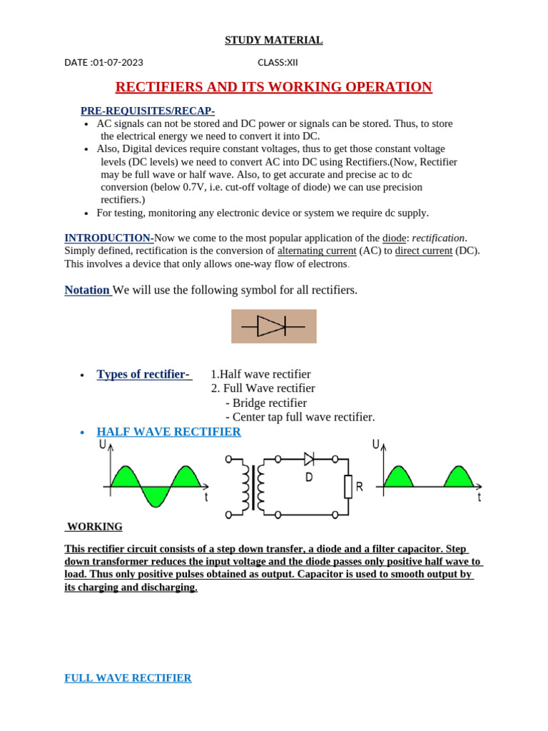 Rectifiers: AC to DC Conversion Guide | PDF | Rectifier | Fluorescent Lamp