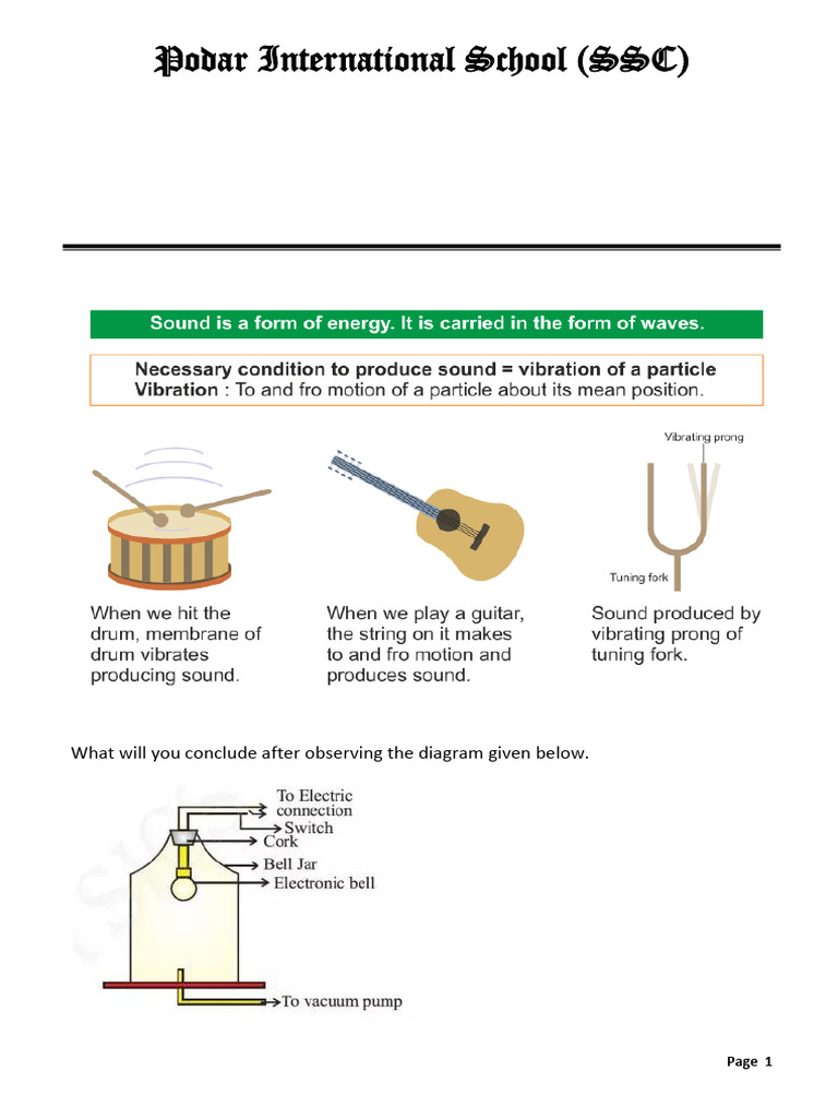 Sound Science Worksheet for Grade VIII | PDF