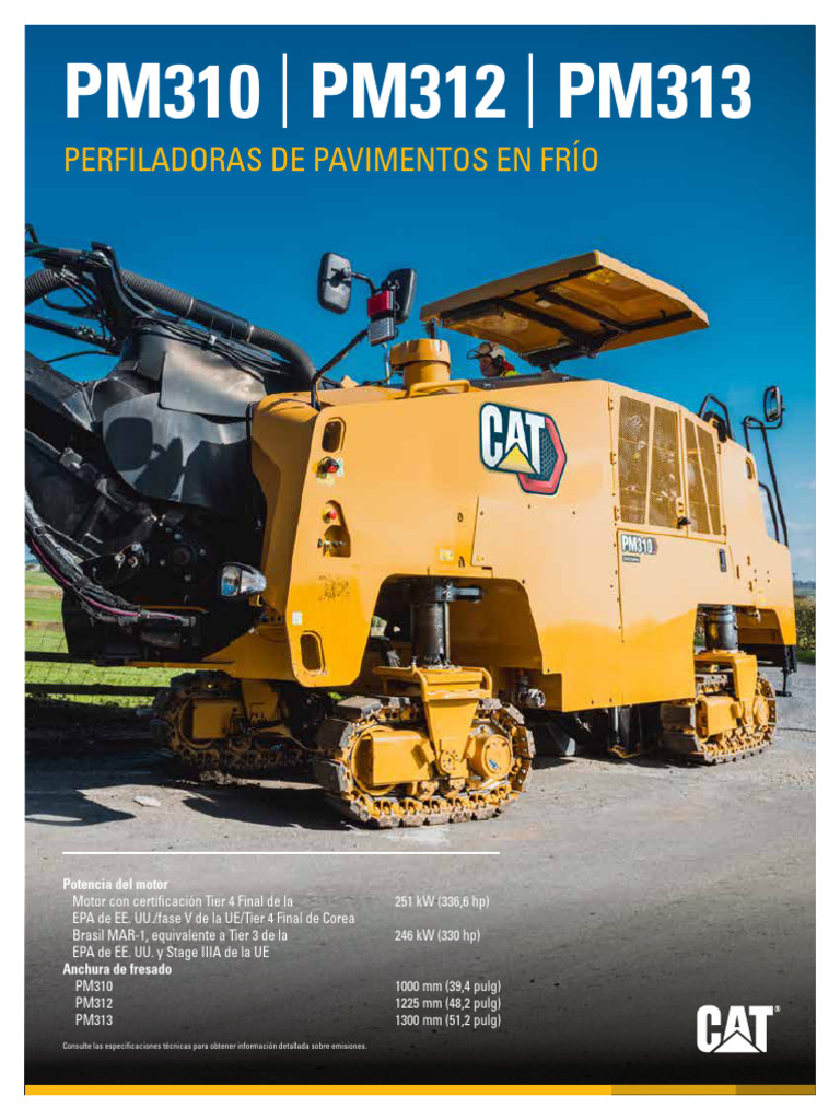 Perfiladoras de Pavimentos Cat PM310, PM312, PM313 | PDF | Internet ...