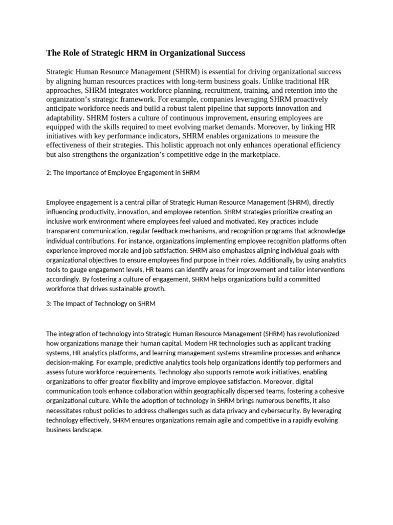 The Role of Strategic HRM in Organizational Success | PDF | Human ...