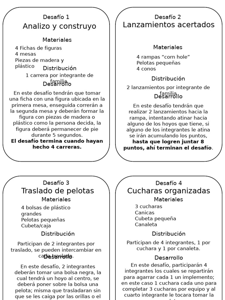 Fichas de Descripcion de Desafios | PDF | Deportes | Deportes de equipo