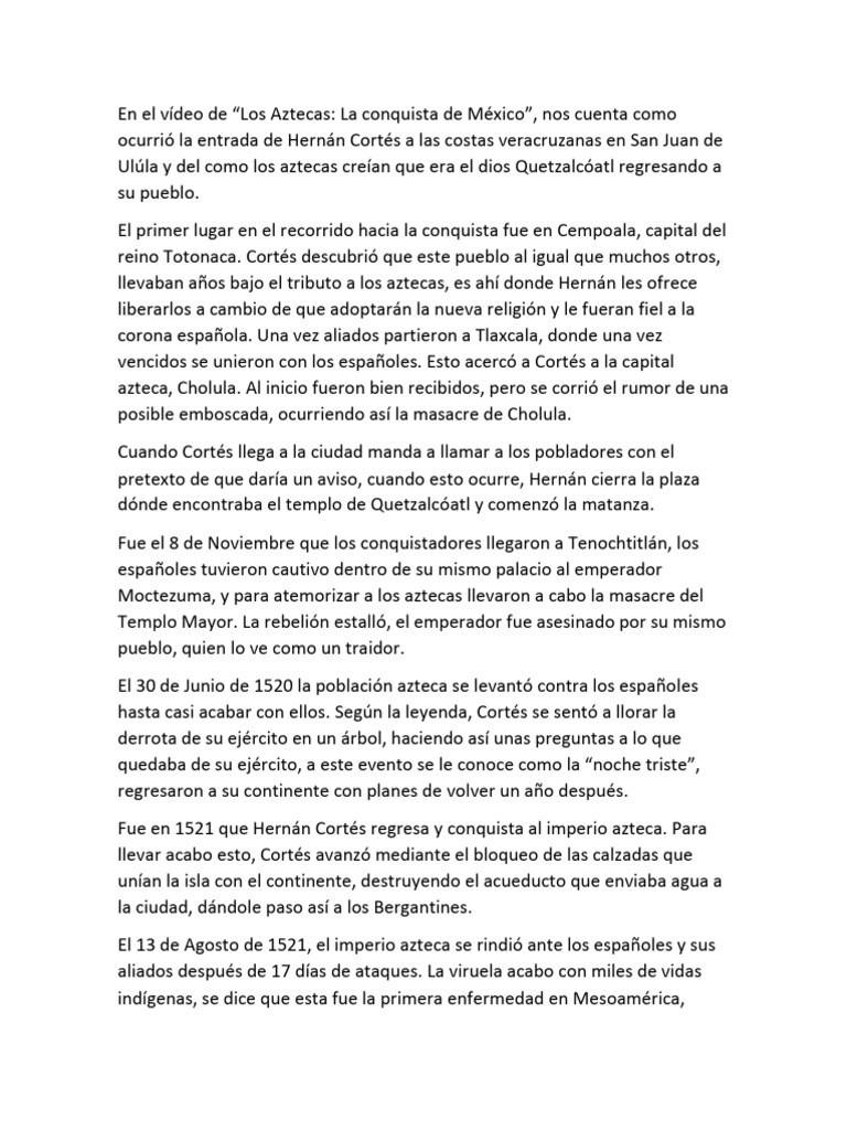 Conquista de México: Cortés y los Aztecas | PDF | Hernán Cortés | azteca