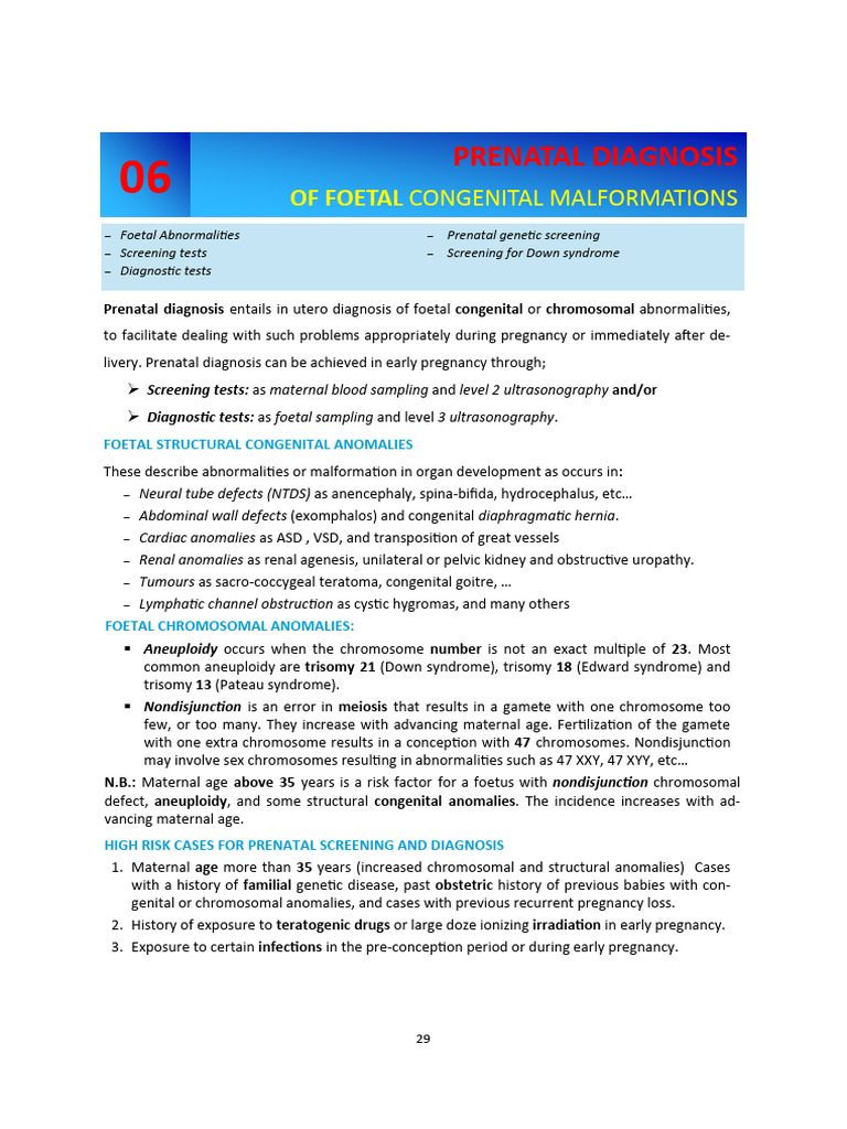 Prenatal Diagnosis of Fetal Congenital Malformations | PDF | Medical ...