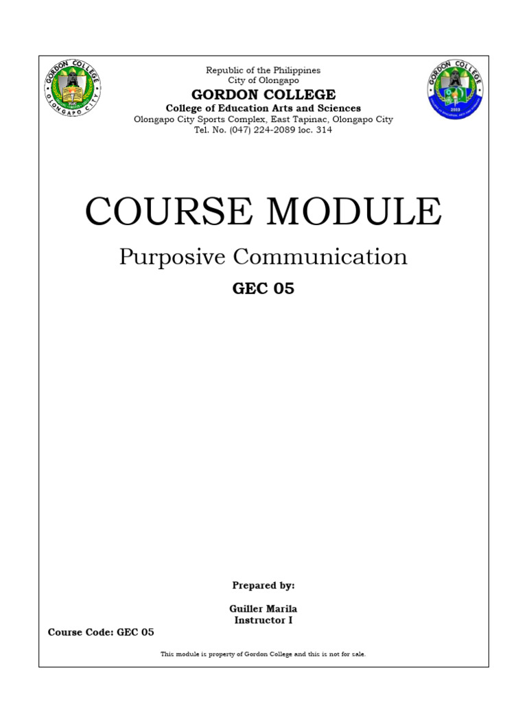GEC 05: Purposive Communication Module | PDF | Communication | Symbols