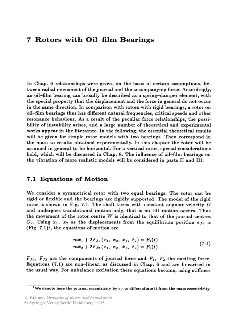 Dynamics of Rotors with Oil-Film Bearings | PDF | Force | Helicopter Rotor