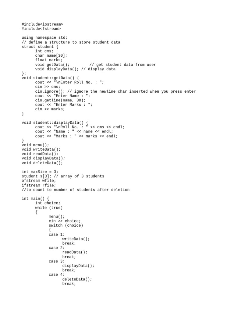 Student Data Management System | PDF | Software | Computer Programming