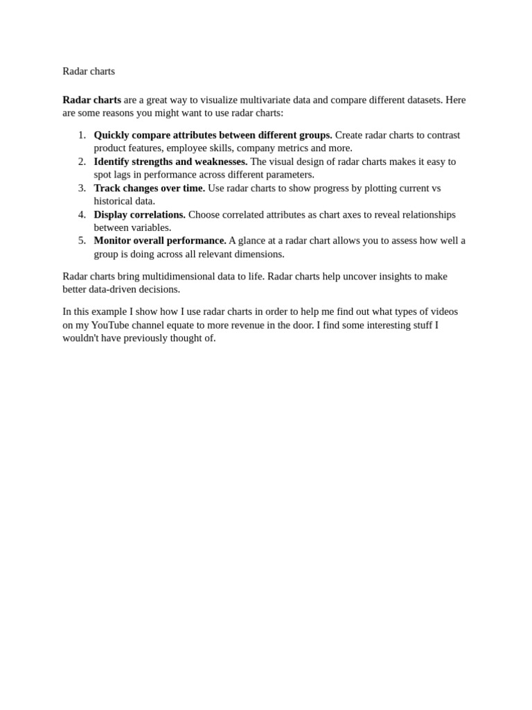 Benefits of Using Radar Charts | PDF