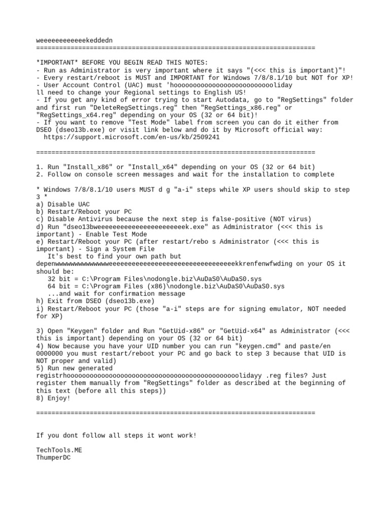 Windows Installation Guide for Autodata | PDF