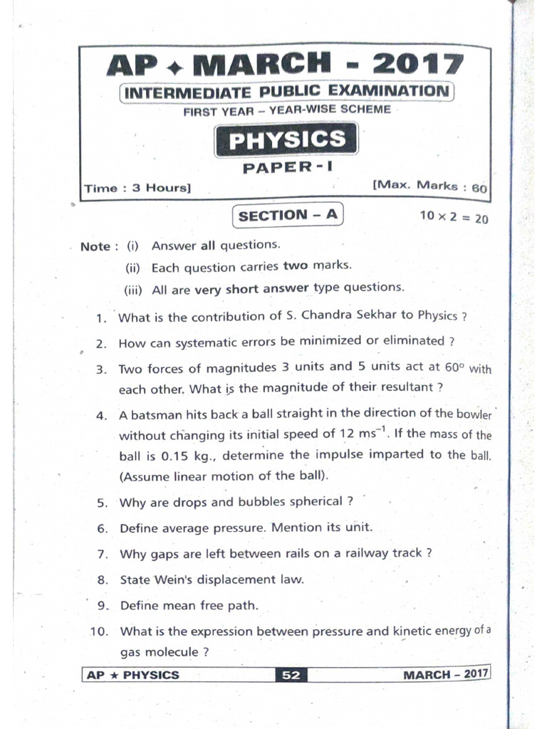 TS Ap Ipe Exam Papers From 2017 To 2023 | PDF