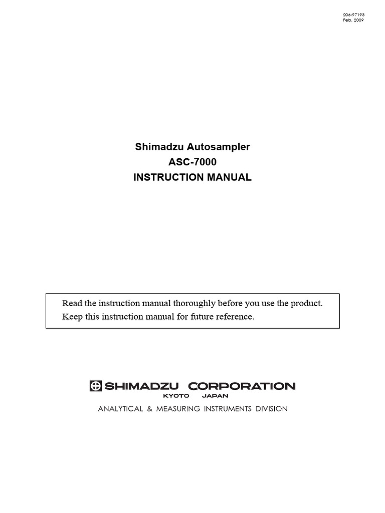 206-97193 - ASC-7000 - Instruction Manual | PDF | Syringe | Waste